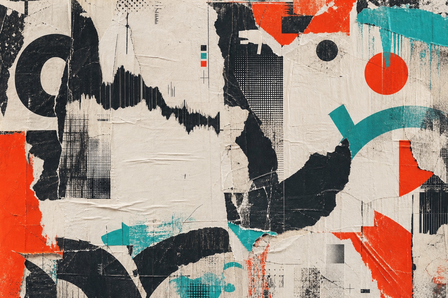 A wall of hand-printed waveform posters